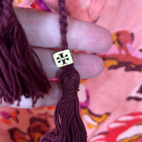 Tory Burch Pink Red Flower Print Blouse Size 4 - Picture 8 of 14